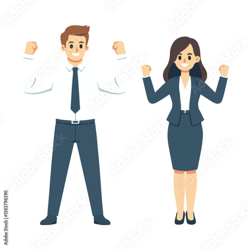 vector young business standing clenching fist