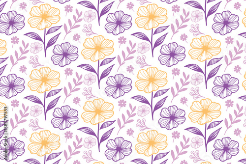 seamless floral line art with hand drawn simplicity for trendy textile packaging and fashion fabric prints


