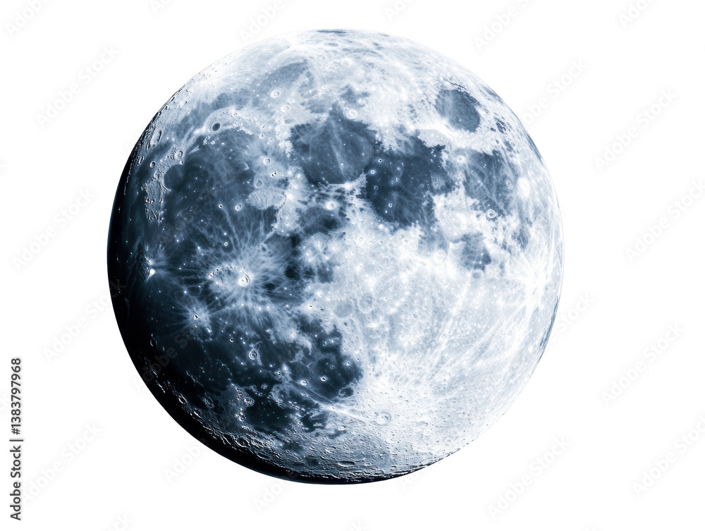 Beautiful full moon shining brightly in a clear night sky, cut out Beautiful full moon shining brightly in a clear night sky, cut out