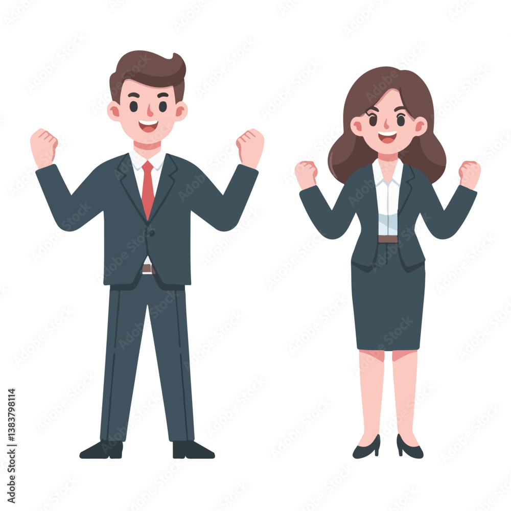 vector young business standing clenching fist vector young business standing clenching fist