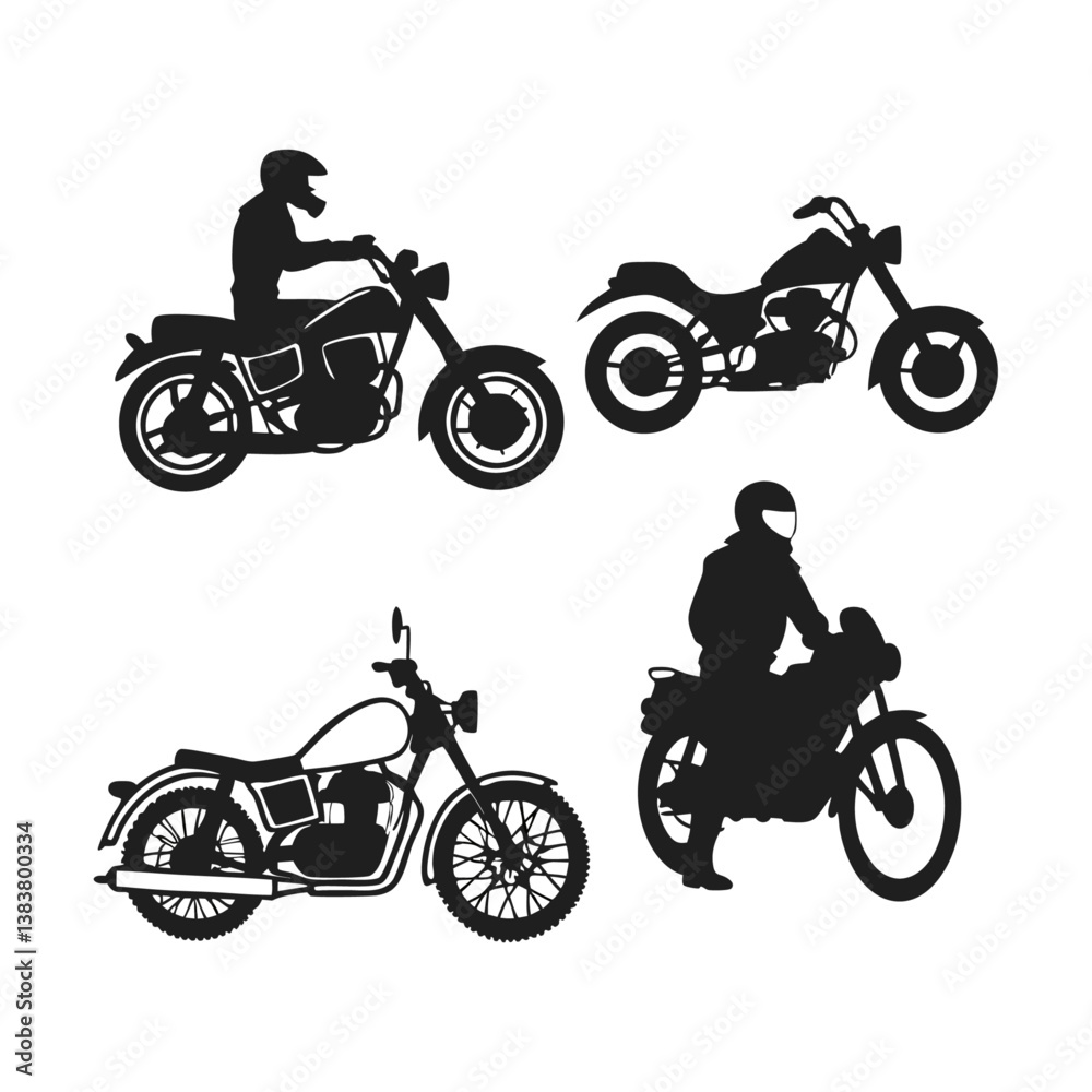 Obraz premium Motorcycle silhouette bundle vector design