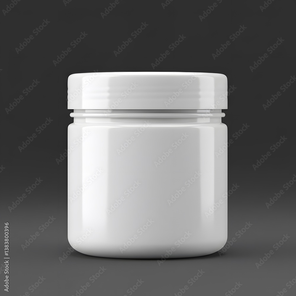 Blank White Plastic Jar with Lid Mockup for Product Design Blank White Plastic Jar with Lid Mockup for Product Design