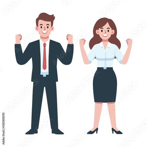 vector young business standing clenching fist