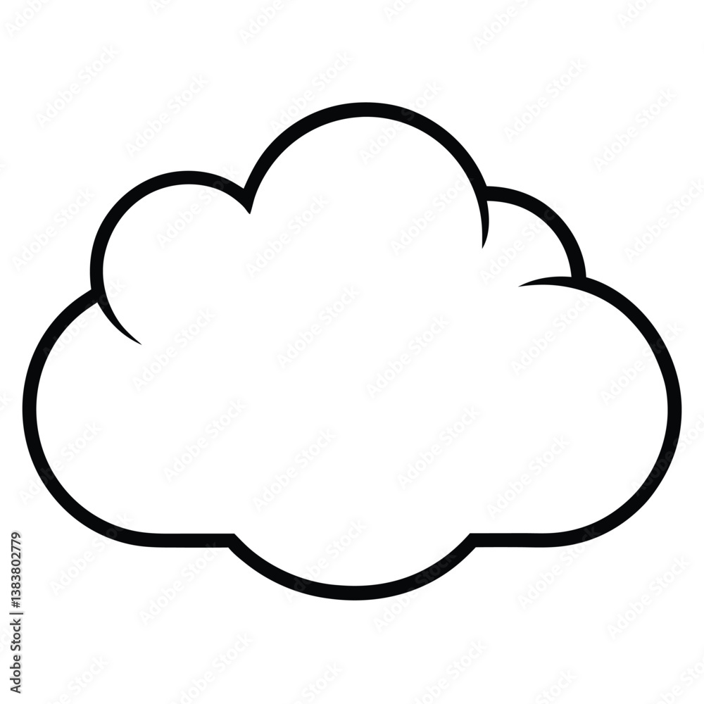 cloud line art outline icon on white background cloud line art outline icon on white background