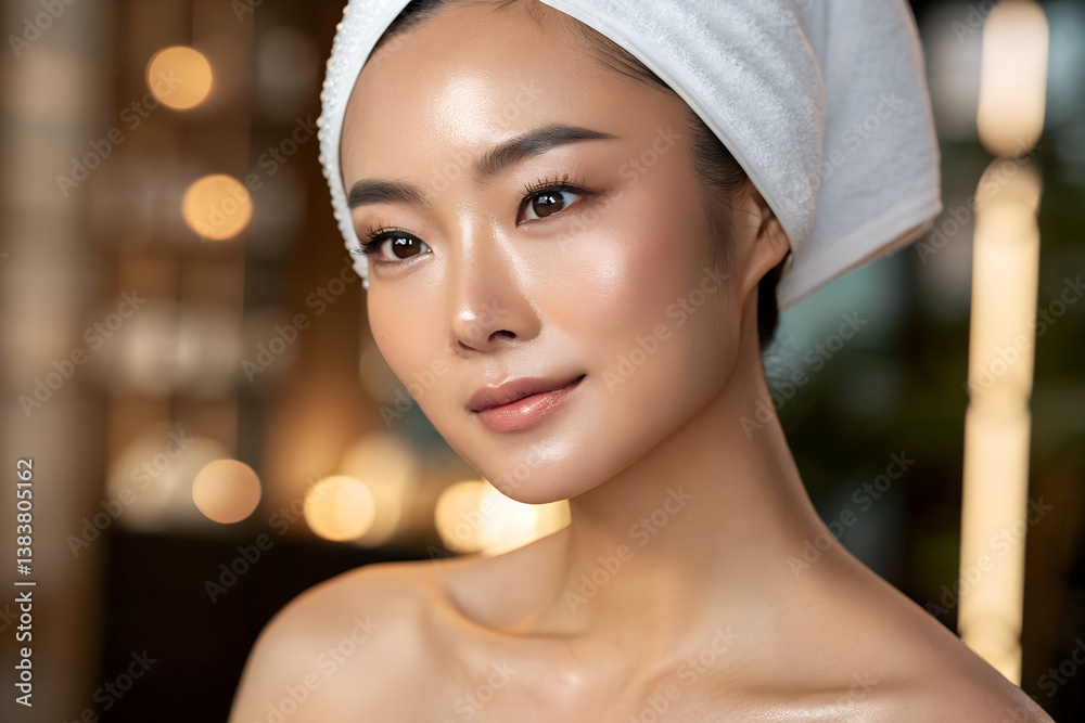 Fototapeta premium Aesthetic Salon Portrait of Asian Women Focused on Skincare