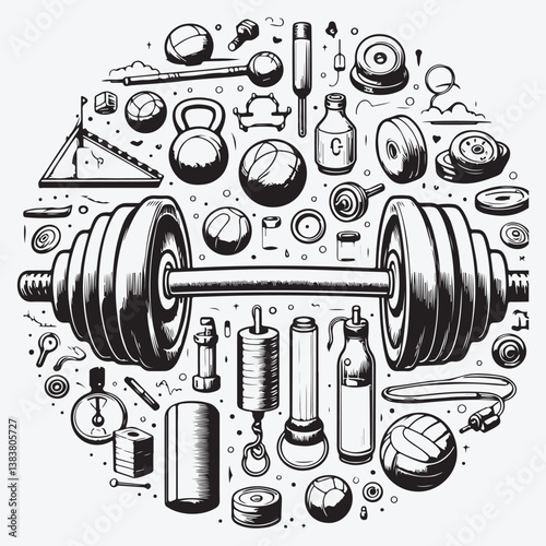 Man with barbell solid icon, bodybuilding concept, Weightlifter sign on white background Vector graphics.