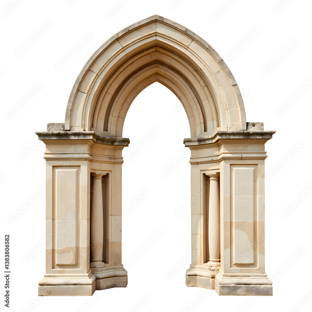 Naklejka premium Stone Arch Architectural Structure on White Background