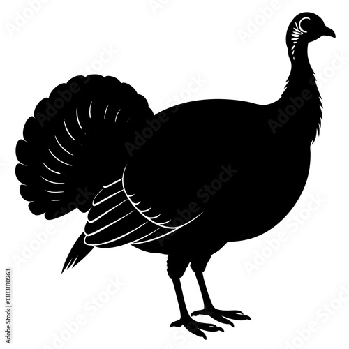 A wild turkey meleagris gallopavo silhouette vector illustration on white background