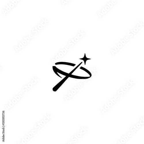 Modern Minimalist Celestial Logo: Star and Orbit, Branding Icon.