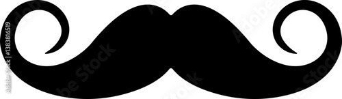 Mustache Black silhouette icon in flat. isolated on transparent background.