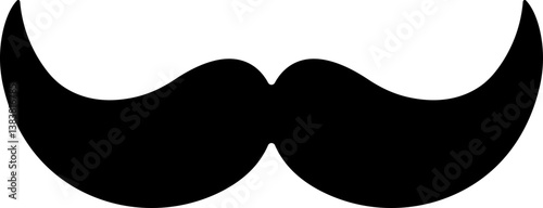 Mustache Black silhouette icon in flat. isolated on transparent background.