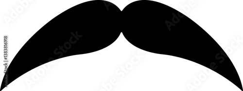 Mustache Black silhouette icon in flat. isolated on transparent background.
