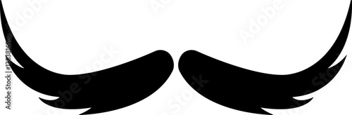 Mustache Black silhouette icon in flat. isolated on transparent background.