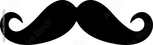Mustache Black silhouette icon in flat. isolated on transparent background.