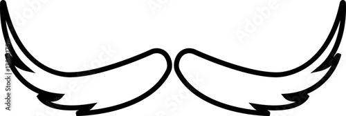 Mustache Black silhouette icon in line. isolated on transparent background.