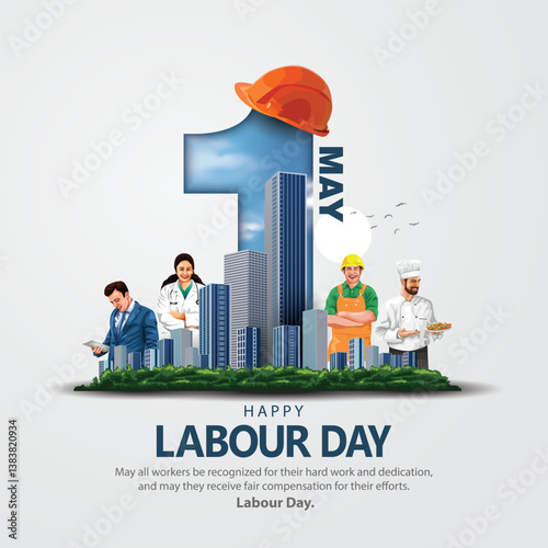 happy Labour day or international workers day vector illustration with workers. labor day and may day celebration.