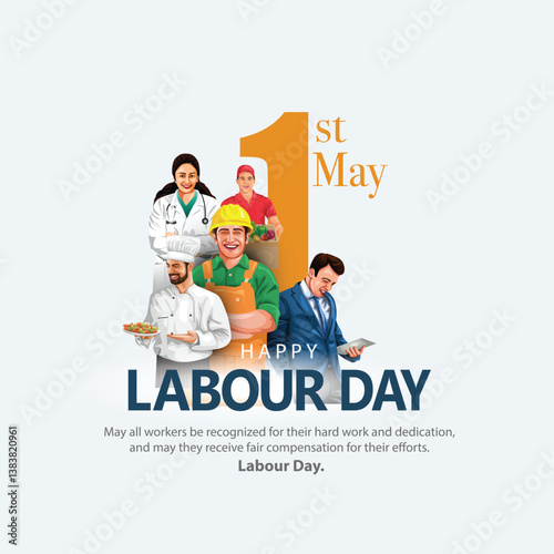 happy Labour day or international workers day vector illustration with workers. labor day and may day celebration.