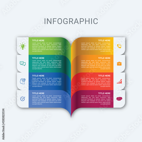 Book page Vector infographic 8 steps