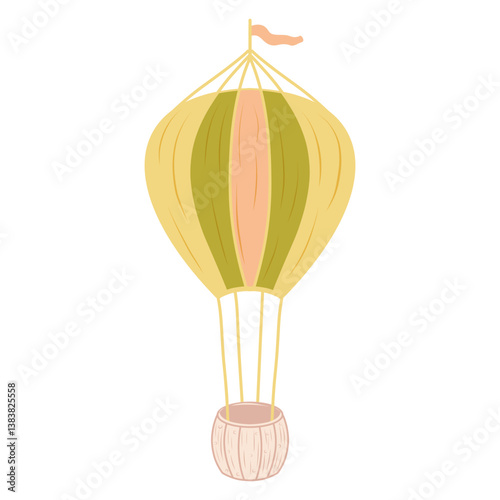 Hot air balloon vector illustration, circus,  colorful aerostat design for card, invitation, icon, logo