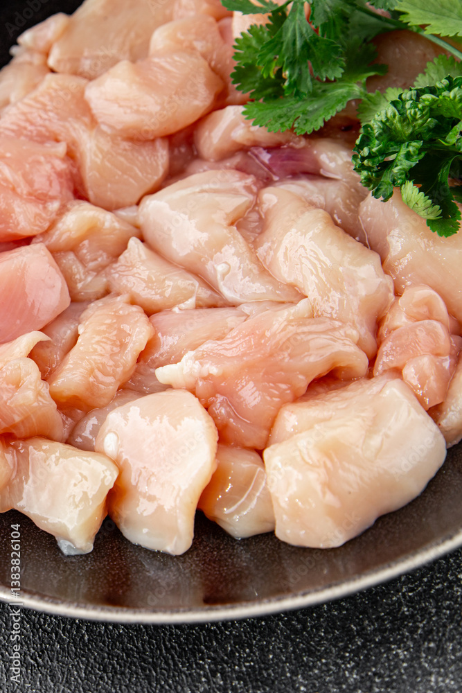 Chicken meat raw pieces meat poultry fresh gourmet food background on table rustic food top view copy space Chicken meat raw pieces meat poultry fresh gourmet food background on table rustic food top view copy space