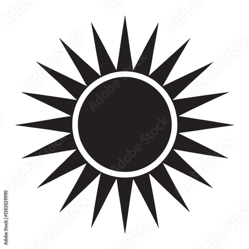 Bold Black Sun Silhouette – High-Contrast Minimalist Solar Vector Art