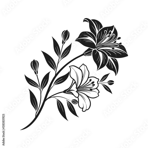 vector illustration black of a flower  abstract floral background