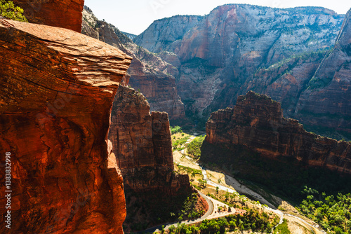 View of the Virgin River in Zion National Park from the West Rim Trail and Angel's Landing