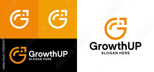 Up arrow logo design vector graphic icon. Elegant Growth Up logo illustration design. Symbol for business investment, marketing, finance, and brand management.