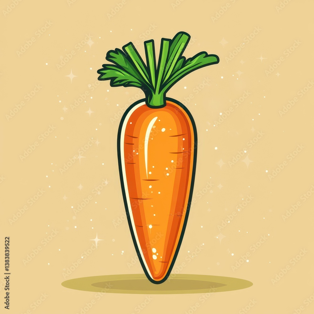 Bright orange carrot with green leaves on a simple background showcasing its freshness and vibrancy Bright orange carrot with green leaves on a simple background showcasing its freshness and vibrancy