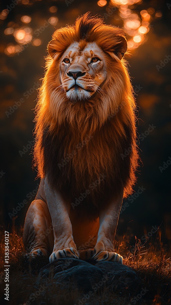 Fototapeta premium Intense lion gaze portrait high resolution picture