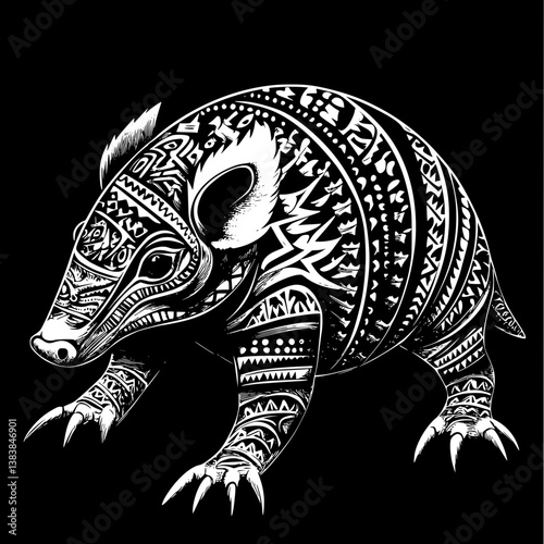 Armadillo mandala vector design, Armadillo vector image