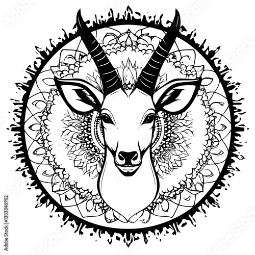 Antelope mandala vector design, Antelope vector image