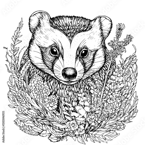 Badger coloring book vector design, Badger vector image