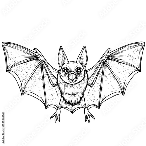 Bat coloring book vector design, Bat vector image