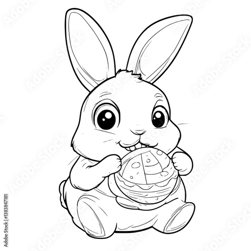 Bunny cookie coloring book vector art, Bunny cookie vector image