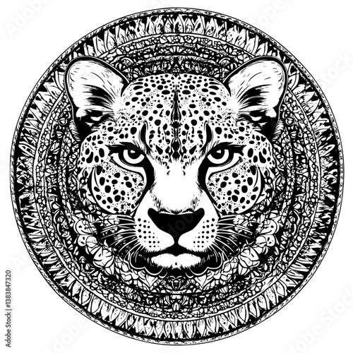 Cheetah mandala vector design, Cheetah vector image