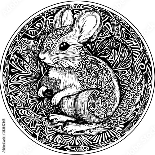 Chinchilla mandala vector design, Chinchilla vector image
