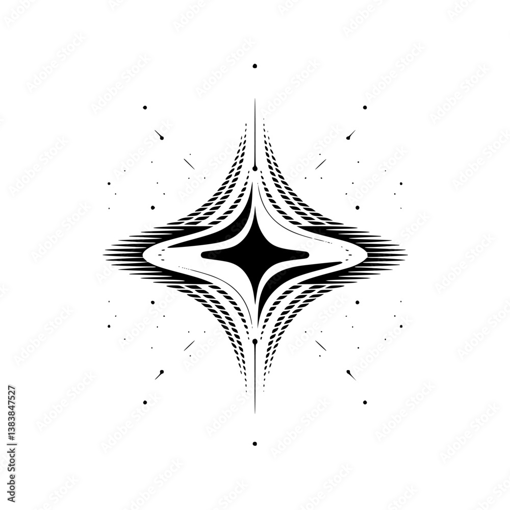 Fototapeta premium Abstract Starburst Graphic: Minimalist Black & White Design