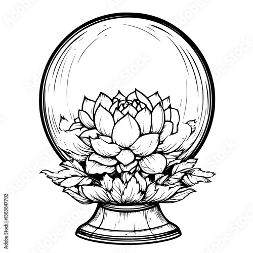 Crystal ball coloring book vector art, Crystal ball vector image