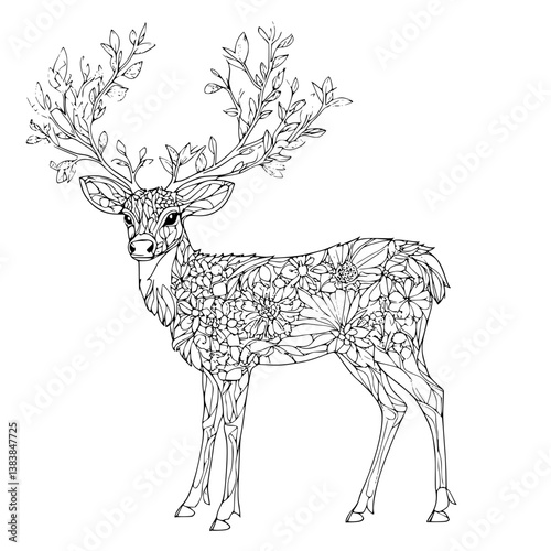 Deer coloring book vector design, Deer vector image
