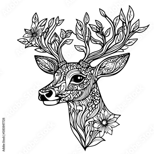 Deer coloring book vector design, Deer vector image