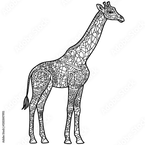 Giraffe coloring book vector design, Giraffe vector image