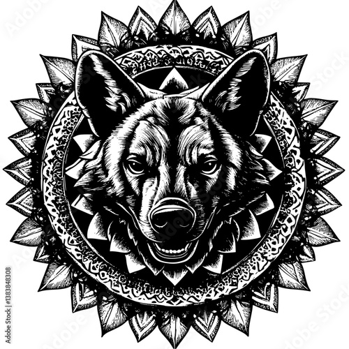 Hyena mandala vector design, Hyena vector image