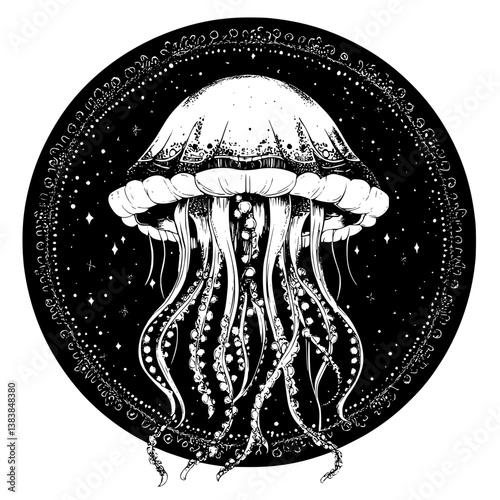 Jellyfish mandala vector design, Jellyfish vector image