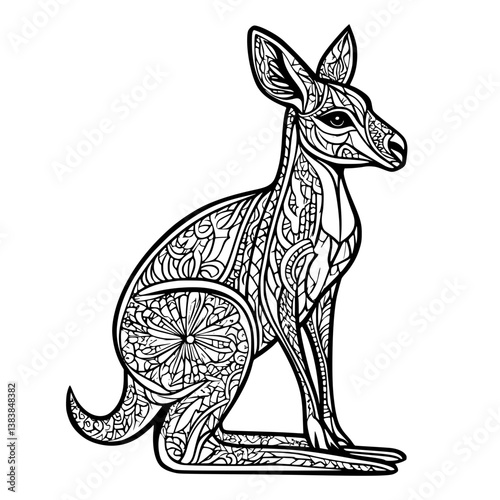Kangaroo coloring book vector design, Kangaroo vector image