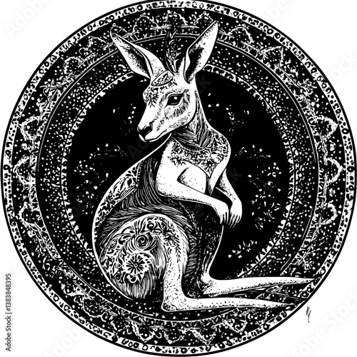 Kangaroo mandala vector design, Kangaroo vector image