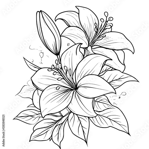 Lily coloring book vector design, Lily vector image