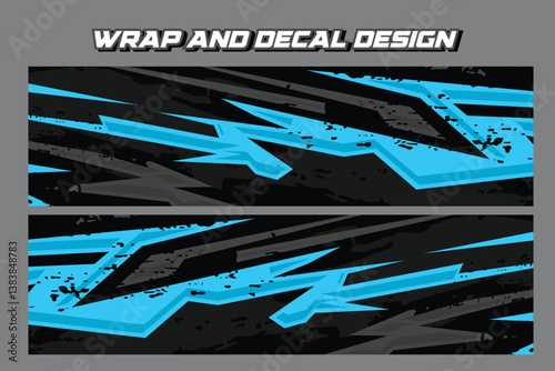 Sporty striping car wrap livery design vector file decal printable EPS 10 in blue and black color