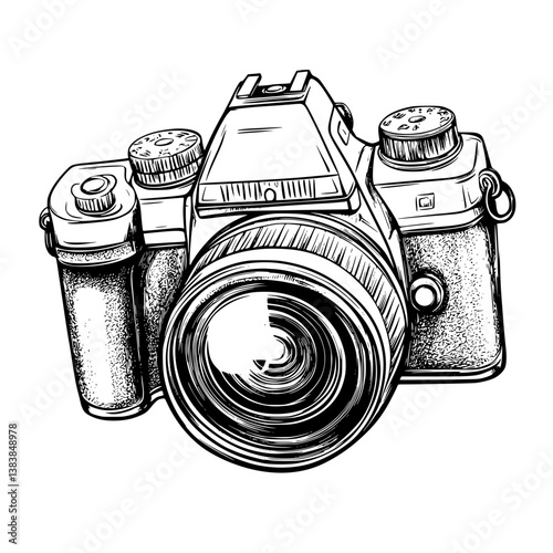 Old camera coloring book vector art, Old camera vector image