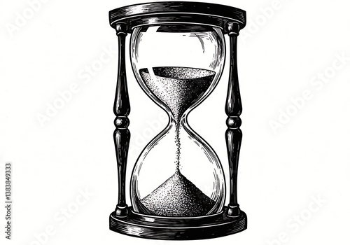 Hourglass sand timer time passing concept vintage illustration design